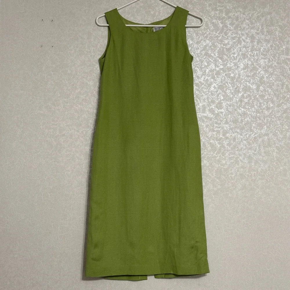 Jessica Howard Floral Embroidered Jacket Dress Set Linen Blend‎ Green 4P